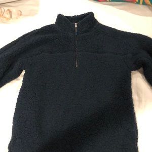 Navy Sherpa quarter zip sweatshirt